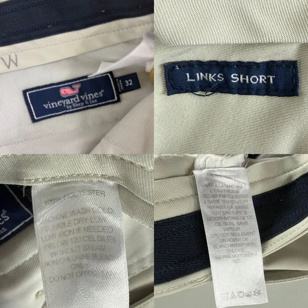 Vineyard Vines Links Shorts Men's 32 Beige Golf Chino Casual Shorts